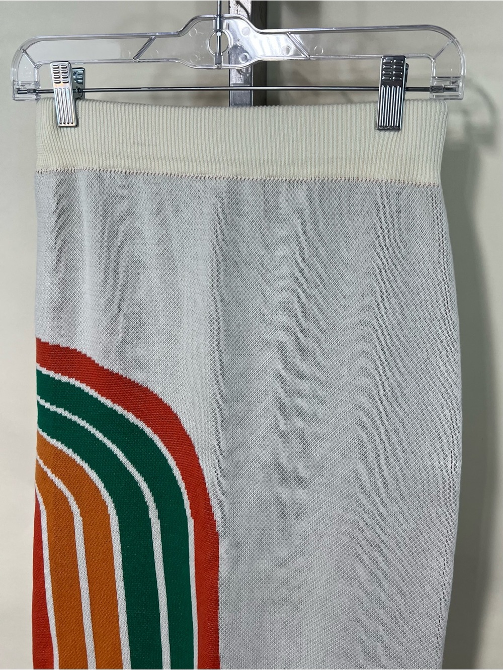 OXKNIT Women's Small Pencil Skirt Cotton Knit Stretchy Retro Rainbow Design - Picture 6 of 9